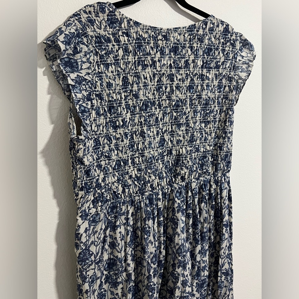 Anthropologie Blue and White Floral Midi Dress - Picture 7 of 8